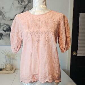 Elegant Pink Embroidered Women's Top